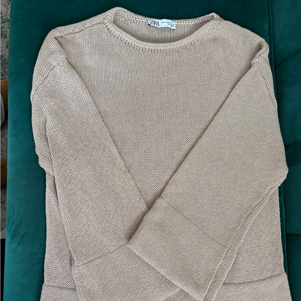 Zara size large elegant gold brown Beige Sweater